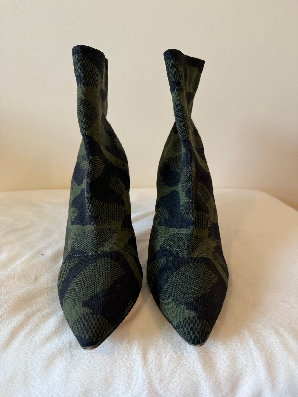 MIA McKinley Ankle Booties Boots Women's Size 9 Green Camouflage Stiletto Heel